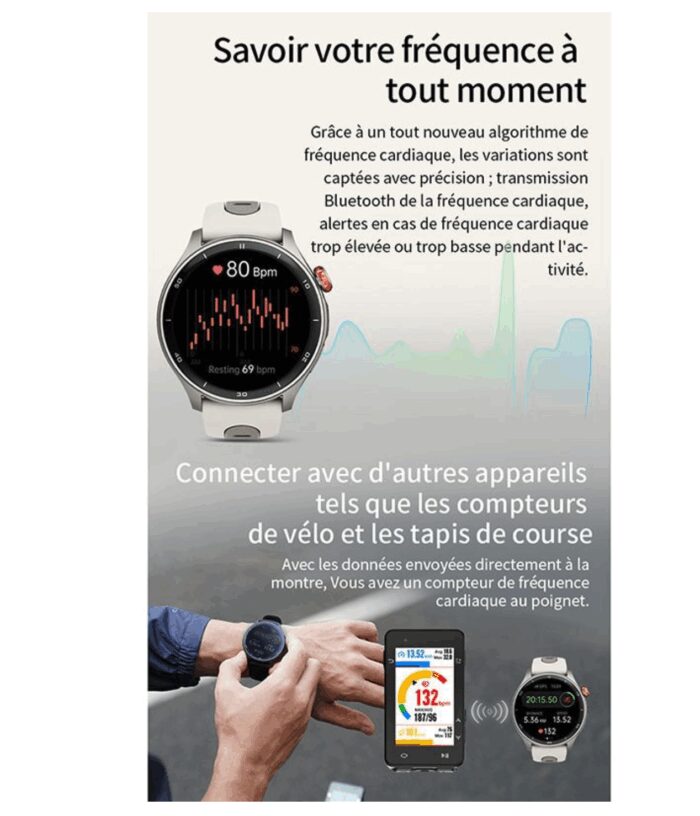 montre connectée / GPS / Bluetooth / waterproof Igpsport noir / gris / rose