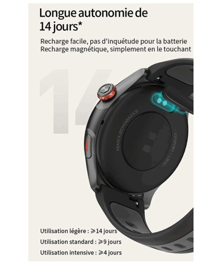 montre connectée / GPS / Bluetooth / waterproof Igpsport noir / gris / rose